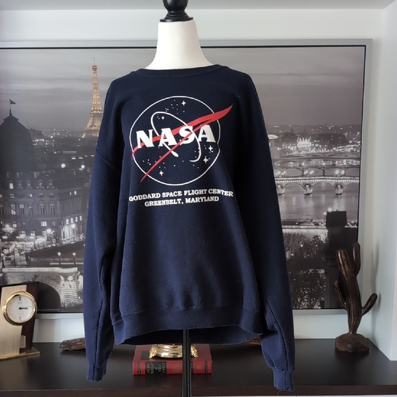 Jerzees Blue Crewneck Sweater NASA Design,L. - Picture 1 of 7